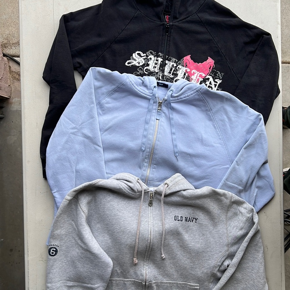 3 zip up hoodies